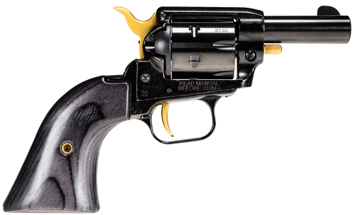 Heritage Mfg BK22B2-GLD Barkeep  22 LR 6 Shot, 2.68" Black Oxide Steel Barrel, Black Oxide w/Gold Controls Zinc Alloy Frame, Black Oxide Cylinder, Black Laminate Grip, Manual Safety, Exposed Hammer