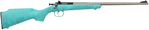 Crickett KSA2446 Gen2  Youth 22 LR 1rd 16.13" Stainless Single Shot Barrel, Stainless Steel Receiver, Blue w/Gold Webbing Fixed Synthetic Stock