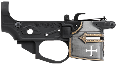 Spikes Tactical STLB960PCH Rare Breed Crusader  9mm Luger, Black Anodized Aluminum  with Painted Front for AR-Platform