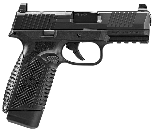FN 66101389 545 MRD Full Size 45 ACP 10+1 4.10" Black Target Crown Steel Barrel, Black PVD Optic Cut/Serrated Steel Slide & Polymer Frame w/Picatinny Rail, Ambidextrous