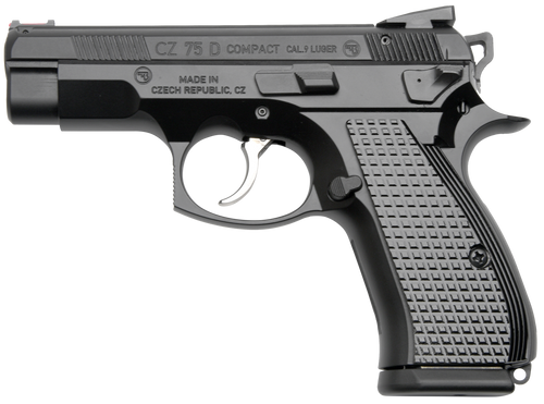 Cz Custom Shop 91048 CZ 75 D PCR Compact Frame 9mm Luger 15+1 3.90" Steel Barrel Black, Serrated Black Slide, Polycoat Aluminum Frame w/Beavertail, Black Checkered Aluminum Grip