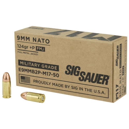 SIG AMMO 9MM M17 124GR +P FMJ 50/100