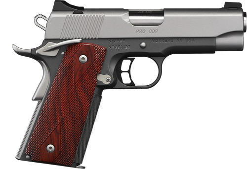 Kimber Mfg, Inc 3000258 CDP Pro 9mm Luger 9+1 4" Stainless Steel Barrel, Kimpro II Silver Serrated Stainless Steel Slide, Kimpro II Gray Aluminum Frame w/Beavertail Rosewood Grip