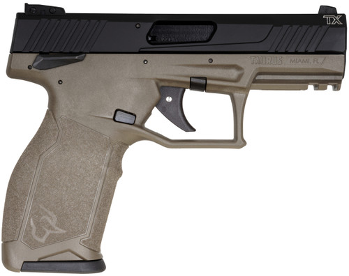 Taurus 1-TX22141O TX22  Full Size Frame 22 LR 16+1 4.10" Matte Black Threaded Barrel, Matte Black Serrated Slide, OD Green Polymer Frame w/Picatinny Rail, Textured Grip