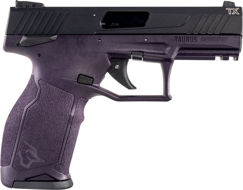 Taurus 1-TX22141P TX22  Full Size Frame 22 LR 16+1 4.10" Matte Black Threaded Barrel, Matte Black Alloy Steel Serrated Slide, Purple Wine Polymer Frame w/Picatinny Rail, Textured Grip