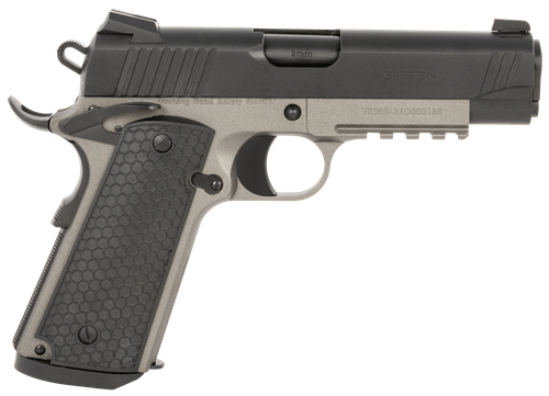 EAA GIRSAN 392077 MC1911 C Untouchable Compact Frame 9mm Luger 9+1 4.40" Black Steel Barrel, Black Serrated Steel Slide, Stainless Steel Frame w/Beavertail & Picatinny Rail, Black Polymer Grip