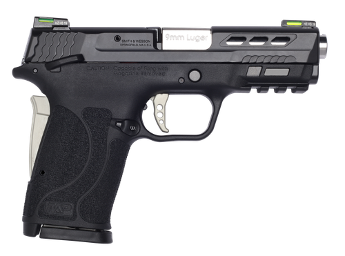 Smith & Wesson 13225 Performance Center M&P Shield EZ M2.0 9mm Luger 3.80" 8+1 Matte Black Black Armornite Stainless Steel Ported Slide Black Polymer Grip Sliver Colored Accents