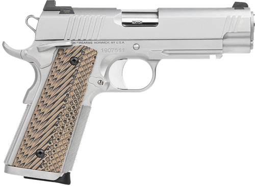 Dan Wesson 01809 Specialist Commander 45 ACP 8+1 4.25" Stainless Steel Barrel, Bead Blasted Serrated Stainless Steel Slide & Frame w/Beavertail & Picatinny Rail, Black/Brown G10 Grip, Ambidextrous