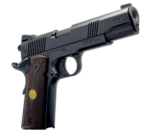 Dickinson LLC DCKSN45BB 1911 Adam 45 ACP 8+1 5" Black Steel Barrel, Black Serrated Aluminum Slide, Black Steel Frame, Wood Grip