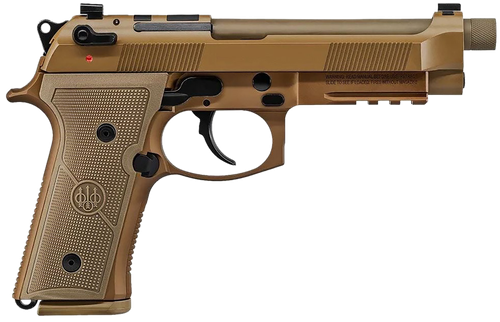 Beretta USA JS92M9A4G M9A4  9mm Luger 5.10" Threaded Barrel 10+1, Flat Dark Earth Cerakote Polymer Frame, Serrated Steel Optic Cut Slide, Polymer Grip & Decocker Safety
