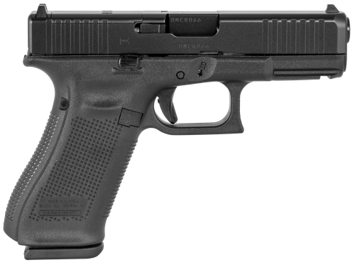 Glock PA455S201MOS G45 Gen5 Compact MOS 9mm Luger 4.02" 10+1 Overall Black Finish with nDLC Steel with Front Serrations & MOS Cuts Slide, Rough Texture Interchangeable Backstraps Grip & Fixed Sights