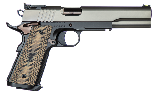 Dan Wesson 01852 Kodiak  10mm Auto Caliber with 6.03" Bull Barrel, 8+1 Capacity, Tri-Tone Black Finish Picatinny Rail & Beavertail Frame, Serrated Matte Gray Slide & Brown G10 Grip