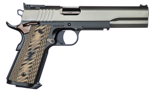 Dan Wesson 01852 Kodiak  10mm Auto Caliber with 6.03" Bull Barrel, 8+1 Capacity, Tri-Tone Black Finish Picatinny Rail & Beavertail Frame, Serrated Matte Gray Slide & Brown G10 Grip