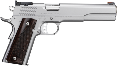 Kimber Mfg.,inc 3000372 Stainless Target LS 10mm 8+1 6" Ramped Barrel Satin Silver Stainless Steel Slide Rosewood Grip
