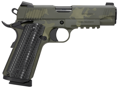 Girsan 392071 MC1911 C Untouchable Compact Frame 9mm Luger 9+1 4.40" Black Steel Barrel, OD Camo Serrated Steel Slide & Frame w/Beavertail & Picatinny Rail, Black Polymer Grip