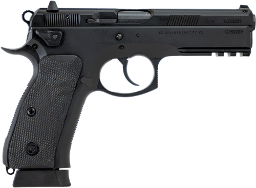 CZ-USA 89353 CZ 75 SP-01 Tactical 9mm Luger 19+1 4.60" Black Nitride Steel Barrel, Black Serrated Steel Slide, Black Polycoat Steel Frame w/Beavertail & Picatinny Rail, Black Polymer Grip