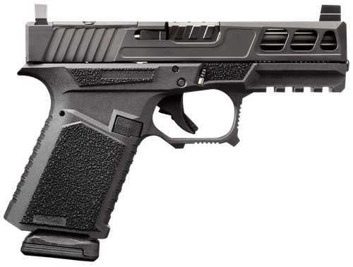 Anderson B2-N891-A000 Kiger 9C Pro Compact Frame 9mm Luger 15+1 3.91" Black DLC Fluted Barrel & Lightening Cut/Optic Cut/Serrated Stainless Steel Slide, Black Polymer Frame w/Picatinny Rail