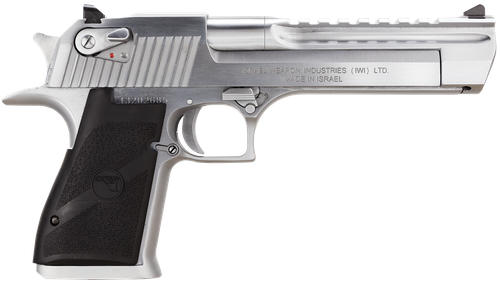 Magnum Research DE44BC Desert Eagle Mark XIX 44 Rem Mag Caliber with 6" Picatinny Barrel, 8+1 Capacity, Overall Brushed Chrome Finish Carbon Steel, Beavertail Frame, Serrated Slide & Black Rubber Grip