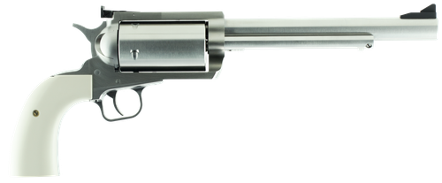 Magnum Research BFR45707B BFR Long Cylinder Extra Large Frame 45-70 Gov 5 Shot, 7.50" Brushed Stainless Steel Barrel, Cylinder & Frame, Bisley White Laminate Grip, Exposed Hammer