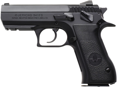 IWI US J941F9ORP Jericho 941 Full Size Frame 9mm Luger 16+1 4.40" Black Chrome Lined Steel Barrel, Black Serrated Steel Slide & Frame w/Beavertail & Picatinny Rail, Black Textured Grips