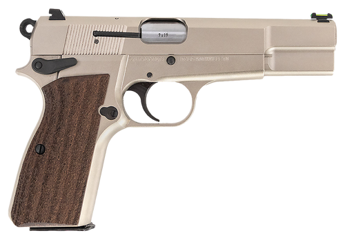 MAC 12000001 P-35  9mm Luger 15+1 4.70" Stainless Steel Barrel, Satin Nickel Serrated Steel Slide & Frame w/Beavertail & Picatinny Rail, G10 Grip