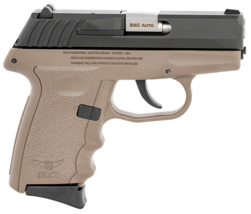 SCCY Industries CPX-3CBDE CPX-3  380 ACP 10+1 3.10" Flat Dark Earth Polymer Serrated Black Nitride SS Slide Finger Grooved FDE Polymer Grip