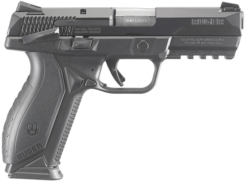 Ruger 8638 American  Duty Frame 9mm Luger 10+1 4.20" Stainless Steel Barrel, Black Nitride Serrated Stainless Steel Slide, Black Polymer Frame w/Picatinny Rail, Textured Wraparound Grip, Right Hand