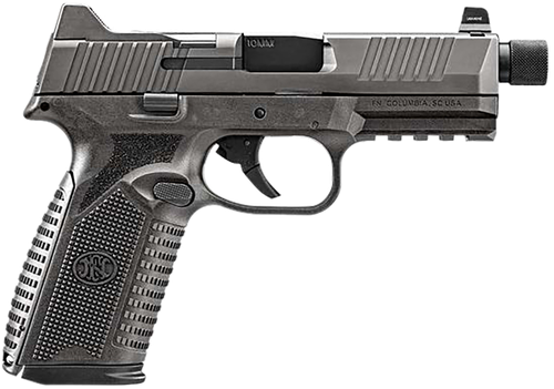 FN 66-101952 510 Tactical 10mm 22+1 4.71" Black Steel Threaded Barrel, Gray PVD Optic Cut/Serrated Stainless Steel Slide & Polymer Frame w/Picatinny Rail, Interchangeable Backstrap Grip