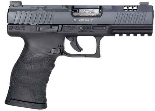 Walther Arms 5220300 WMP Optic Ready 22 WMR 15+1 4.50" Stainless Steel Barrel, Black Optic Ready/Serrated Slide, Black Polymer Frame w/Picatinny Rail, Black Polymer Grip, Ambidextrous