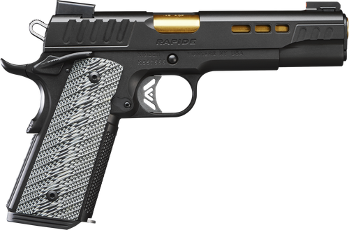 Kimber Mfg.,inc 3000384 Rapide  10mm 8+1 5" Gold TiN Steel Barrel, KimPro II Black Lightening Cut/Serrated Stainless Steel Slide, Kimpro II Black Steel Frame w/Beavertail, G10 Grip