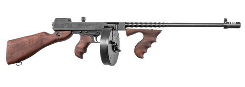 Thompson T150D 1927A-1 Deluxe 45 ACP Caliber with 16.50" Barrel, 20+1 Capacity (Stick), 50+1 Capacity (Drum), Blued Metal Finish, American Walnut Stock Wood Grip Right Hand