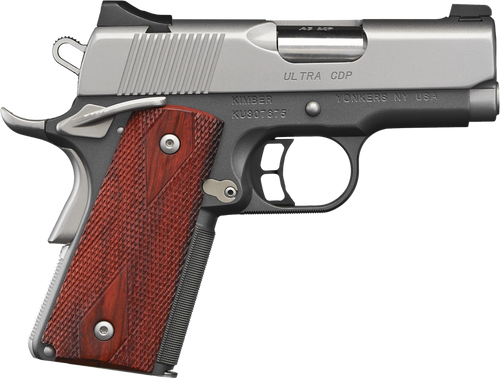 Kimber Mfg, Inc 3000256 CDP Ultra 9mm Luger 8+1 3" Stainless Match Grade, Barrel Kimpro II Silver Serrated Stainless Steel Slide, Kimpro II Gray Aluminum Frame w/Beavertail, Rosewood Grip