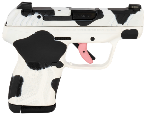 Ruger 228134 LCP Max Compact Frame 380 Auto 10+1 2.80" Black Steel Barrel, Cow Print Cerakote Serrated Steel Slide, Polymer Frame Cow Print w/Textured Grip