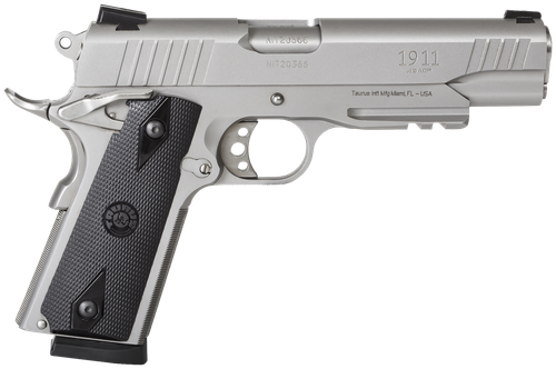 Taurus 1191109SS1 1911  45 ACP 8+1 5" Barrel, Overall Matte Stainless Steel Finish, Picatinny Rail/Beavertail Frame, Serrated Slide & Checkered Polymer Grip Includes 2 Mags