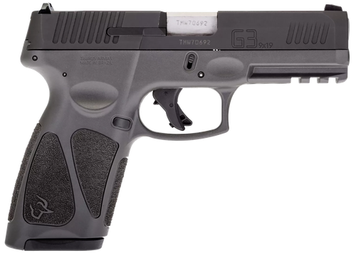 Taurus 1G3B941G G3  Full Size Frame 9mm Luger 15+1/17+1 4" Matte Stainless Steel Barrel, Matte Black Tenifer Serrated Steel Slide, Gray Polymer Frame w/Picatinny Rail, Gray Polymer Grip, Right Hand