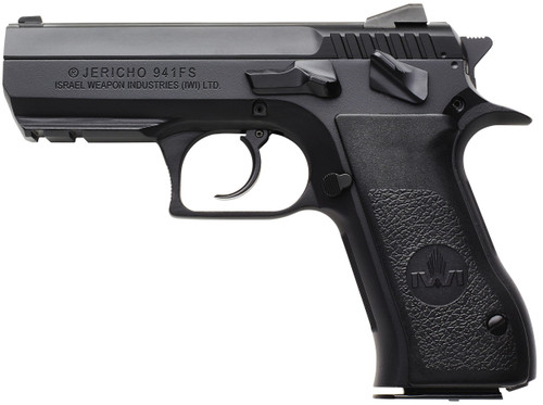 IWI US J941F910ORP Jericho 941 Full Size Frame 9mm Luger 10+1 4.40" Black Chrome Lined Steel Barrel, Black Serrated Steel Slide & Frame w/Beavertail & Picatinny Rail, Black Textured Grips