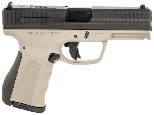FMK FMKG49TG G3  9mm Luger 14+1 4" Stainless Steel Barrel, Black Optic Cut/Serrated Carbon Steel Slide, Titanium Gray Polymer Frame w/Picatinny Rail, Black Backstrap Grip