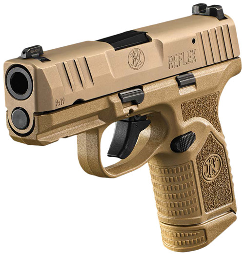FN 66101417 Reflex  9mm Luger 15+1 11+1 3.30" Micro-Compact Frame Flat Dark Earth PVD Serrated Steel Slide w/Picatinny Rail Stippled Grip Ambidextrous