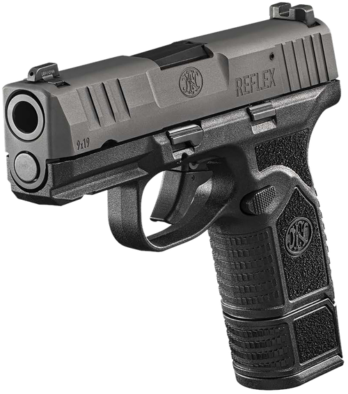 FN 66101416 Reflex  9mm Luger 15+1 11+1 3.30" Micro-Compact Frame Black PVD Serrated Steel Slide w/Picatinny Rail Stippled Grip Ambidextrous