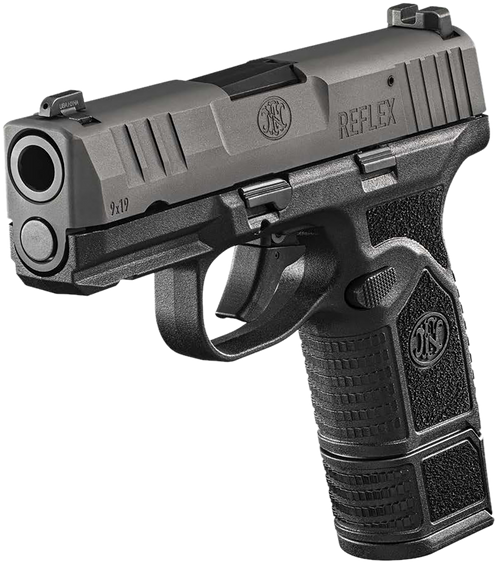 FN 66101416 Reflex  9mm Luger 15+1 11+1 3.30" Micro-Compact Frame Black PVD Serrated Steel Slide w/Picatinny Rail Stippled Grip Ambidextrous