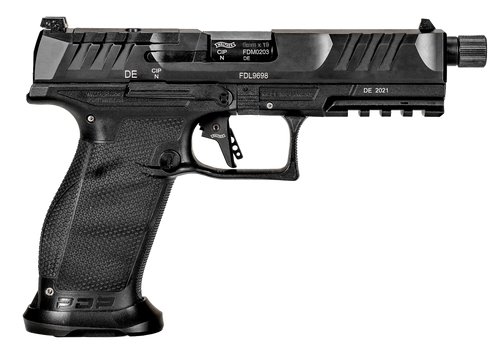 Walther Arms 2842521 PDP Pro SD 9mm Luger 18+1 5.10" Threaded Barrel, Black, Optic Cut/Serrated Slide, Polymer Frame with Pic. Rail, Performance Duty Grip, Flared Magwell