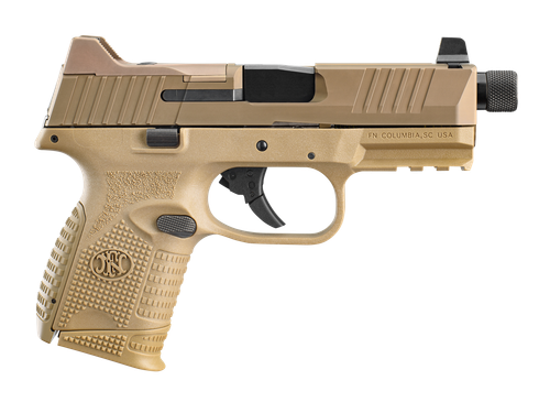 FN 66100780 509C Tactical Compact Frame 9mm Luger 12+1/24+1, 4.32" Black Steel Threaded Barrel, Flat Dark Earth Optic Cut/Serrated Steel Slide & Polymer Frame w/Picatinny Rail, Ambidextrous