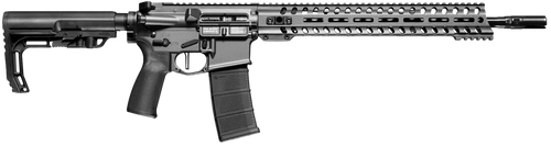 Patriot Ordnance Factory 01645 Minuteman Direct Impingement 5.56x45mm 30+1 16.50" Nitride Treated Threaded Barrel, Tungsten Cerakote Receiver, Synthetic 6 Position MFT Minimalist Stock
