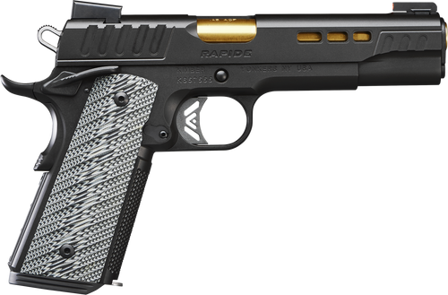 Kimber Mfg.,inc 3000383 Rapide  45 ACP 8+1 5" Gold TiN Steel Barrel, KimPro II Black Lightening Cut/Serrated Stainless Steel Slide, Kimpro II Black Steel Frame w/Beavertail, WavZ G10 Grip