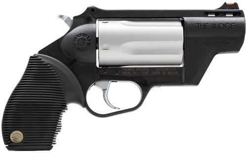 Taurus 2441029TCPLY Judge Public Defender 45 Colt (LC) Caliber or 2.50" 410 Gauge 5 Shot 2.50" Black Finish Barrel, Matte Stainless Finish Cylinder, Black Finish Polymer Frame & Black Ribber Grip