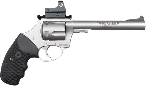 Charter Arms 74465 Mastiff Target Large Frame 44 Special 5rd 6" Stainless Steel Barrel, Cylinder & Frame, Sightmark Micro Optic, Picatinny Rail, Black Rubber Grip, Exposed Hammer