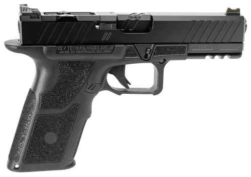 ZEV OZ9SDUTYSS OZ9 Duty Standard 9mm Luger 15+1 4.50", Black, Serrated Stainless Steel Slide with Optic Cut, Polymer Frame with Picatinny Rail, Fiber Optic Combat Sights