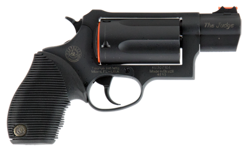 Taurus 2441031TC Judge Public Defender Small Frame 45 Colt (LC) 410 Bore 5rd 2" Matte Black Oxide Steel Barrel, Cylinder & Frame, Black Ribber Grip, Transfer Bar Safety, Exposed Hammer