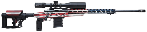 Howa HCRA72507USKMDT M1500 APC Chassis 6.5 Creedmoor 24" Blued Heavy Barrel 10+1 (3 Mags), American Flag Cerakote 6 Position Luth-AR MBA-4 w/Aluminum Chassis Stock, Includes Bipod and Grips