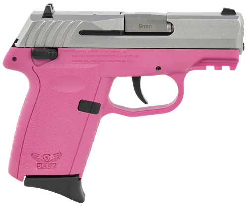 SCCY Industries CPX1TTPKG3 CPX-1 Gen3 9mm Luger Caliber with 3.10" Barrel, 10+1 Capacity, Pink Finish Picatinny Rail Frame, Serrated Stainless Steel Slide & Polymer Grip